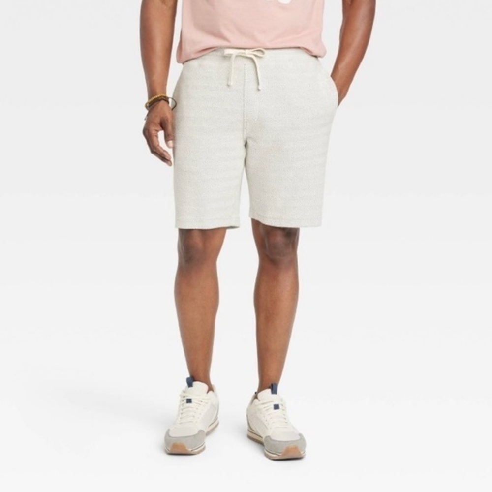 NWT Mens XXL Cream Knit Shorts Athleisure Off-White Goodfellow New Herringbone